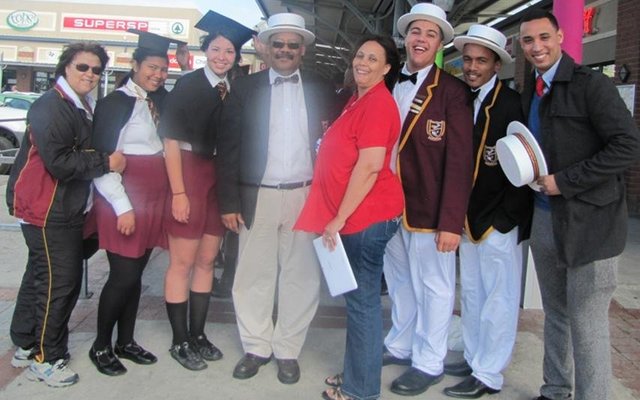 Me Matthews, June Prins, Monica de Gouveia, mnr Wilson, me Fortuin, Jack Swart, Joudun Rooi en mnr Phillips